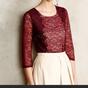 Anthropologie Sunday in Brooklyn floral lace shirt